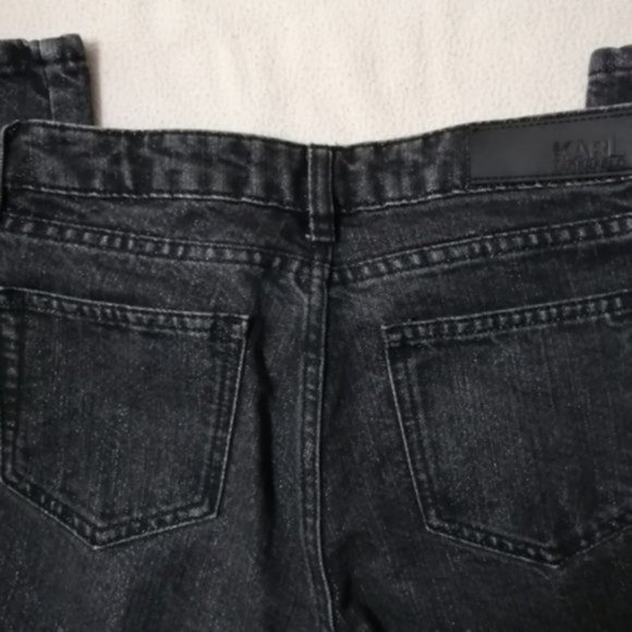 Karl Lagerfeld Mid Rise Black Metallic Rip Women Skinny Jeans - Picture 11 of 15